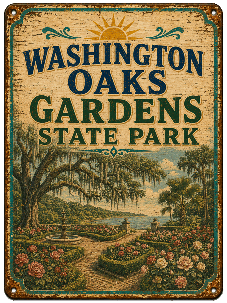 Washington Oaks Gardens State Park sign