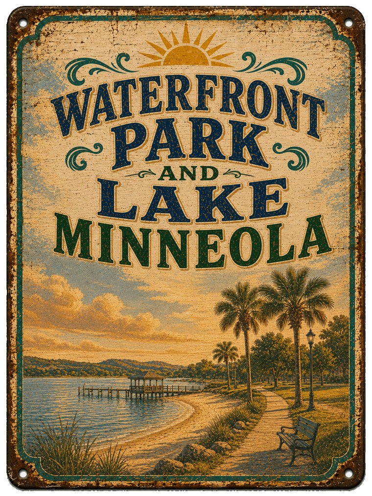 Waterfront Park & Lake Minneola sign